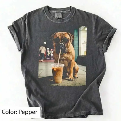 50 Dog Breeds Iced Coffee T-Shirt – Funny Dog Coffee Lover Graphic Tee, Unisex Casual Shirt