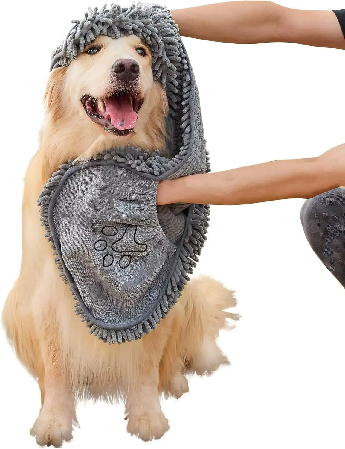 Super Absorbent Microfiber Dog Drying Towel – Quick-Dry Pet Towel with Hand Pockets for Medium & Large Dogs