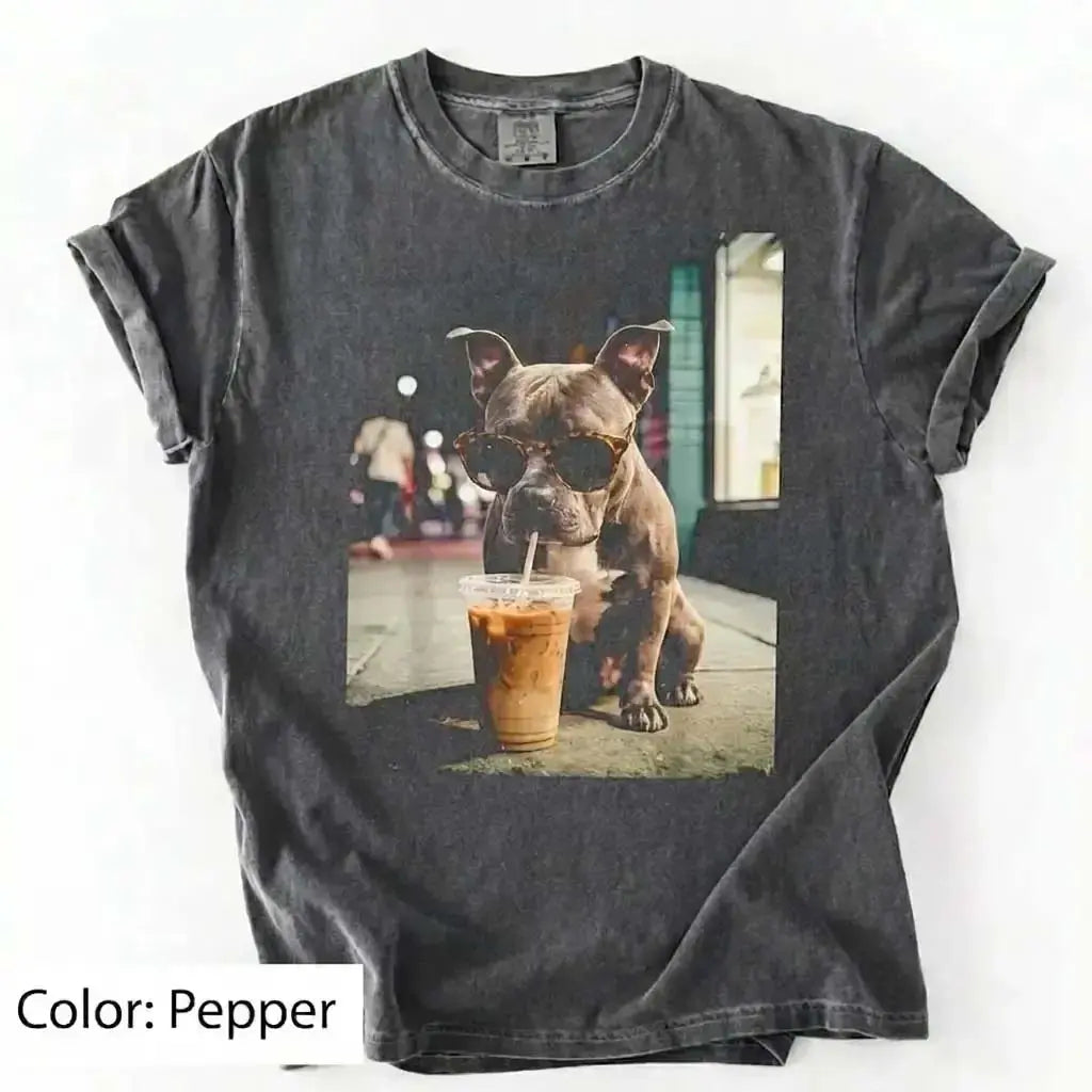 50 Dog Breeds Iced Coffee T-Shirt – Funny Dog Coffee Lover Graphic Tee, Unisex Casual Shirt