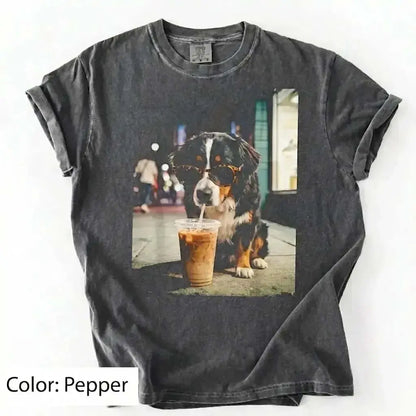 50 Dog Breeds Iced Coffee T-Shirt – Funny Dog Coffee Lover Graphic Tee, Unisex Casual Shirt