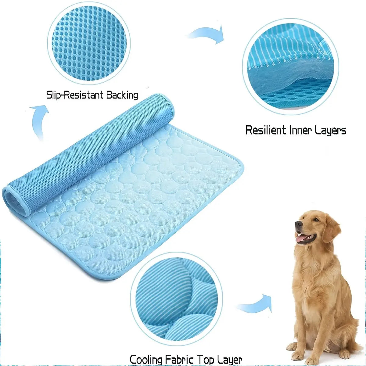 Ice Silk Cooling Dog Bed Mat – Non-Slip, Machine Washable Summer Pet Mat for Small to Large Dogs