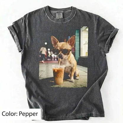 50 Dog Breeds Iced Coffee T-Shirt – Funny Dog Coffee Lover Graphic Tee, Unisex Casual Shirt