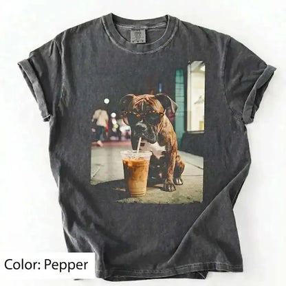50 Dog Breeds Iced Coffee T-Shirt – Funny Dog Coffee Lover Graphic Tee, Unisex Casual Shirt