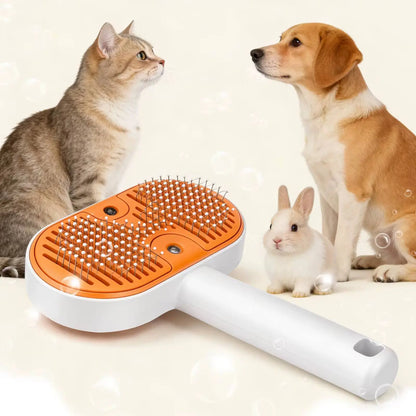 3-in-1 Steam Pet Grooming Brush – Deshedding Spray Comb for Cats, Dogs & Loose Fur Removal