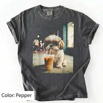 50 Dog Breeds Iced Coffee T-Shirt – Funny Dog Coffee Lover Graphic Tee, Unisex Casual Shirt