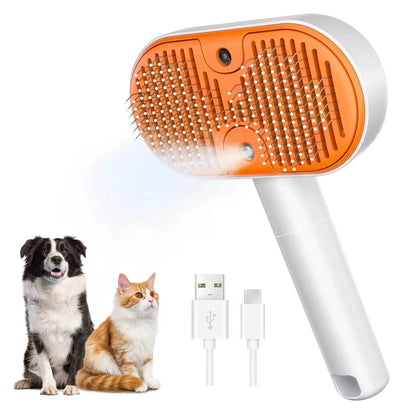 3-in-1 Steam Pet Grooming Brush – Deshedding Spray Comb for Cats, Dogs & Loose Fur Removal