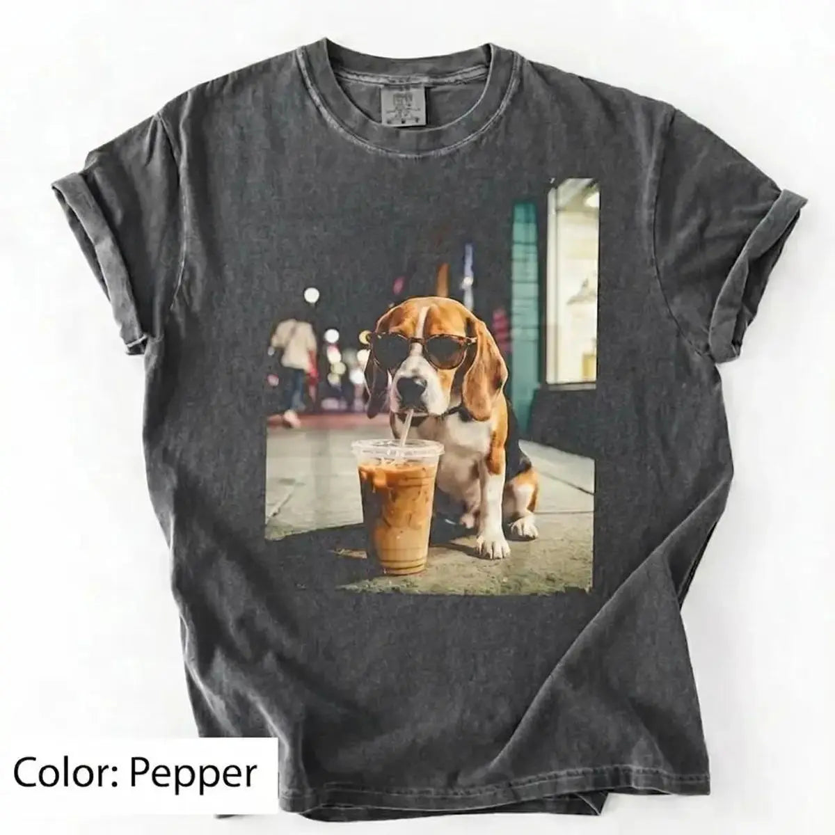 50 Dog Breeds Iced Coffee T-Shirt – Funny Dog Coffee Lover Graphic Tee, Unisex Casual Shirt
