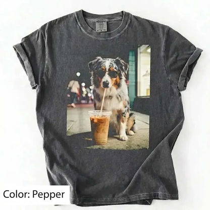 50 Dog Breeds Iced Coffee T-Shirt – Funny Dog Coffee Lover Graphic Tee, Unisex Casual Shirt