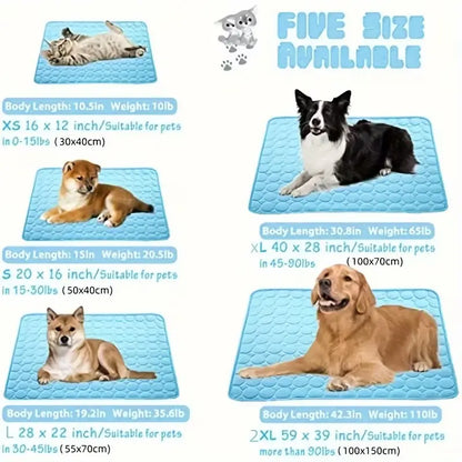 Ice Silk Cooling Dog Bed Mat – Non-Slip, Machine Washable Summer Pet Mat for Small to Large Dogs
