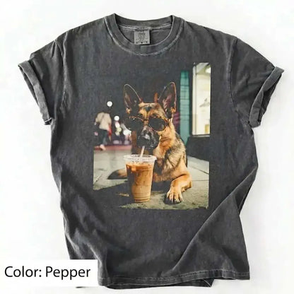 50 Dog Breeds Iced Coffee T-Shirt – Funny Dog Coffee Lover Graphic Tee, Unisex Casual Shirt