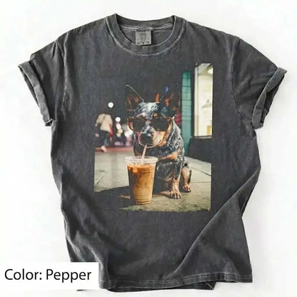 50 Dog Breeds Iced Coffee T-Shirt – Funny Dog Coffee Lover Graphic Tee, Unisex Casual Shirt