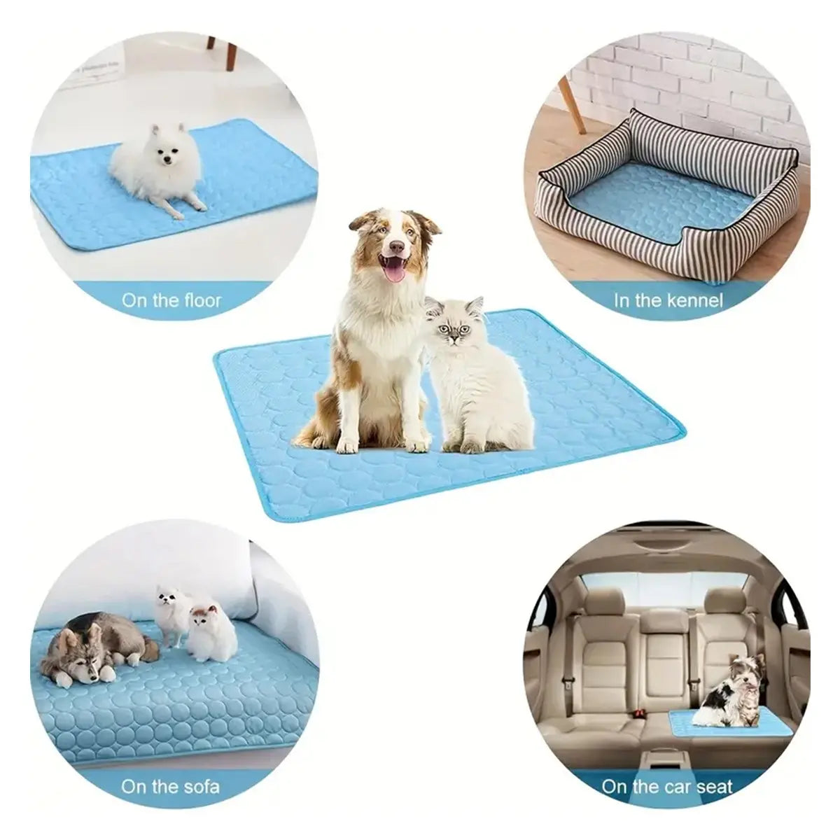 Ice Silk Cooling Dog Bed Mat – Non-Slip, Machine Washable Summer Pet Mat for Small to Large Dogs