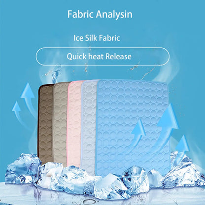 Ice Silk Cooling Dog Bed Mat – Non-Slip, Machine Washable Summer Pet Mat for Small to Large Dogs