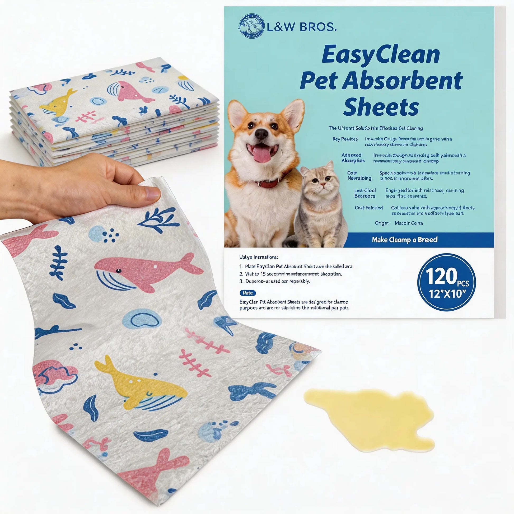 Quick Absorbent Pet Pee Pads – Disposable Dog Training Sheets for Urine, Stains & Odor Control