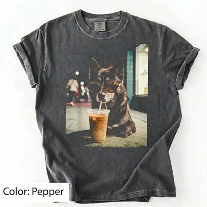 50 Dog Breeds Iced Coffee T-Shirt – Funny Dog Coffee Lover Graphic Tee, Unisex Casual Shirt
