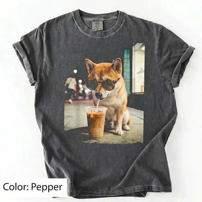 50 Dog Breeds Iced Coffee T-Shirt – Funny Dog Coffee Lover Graphic Tee, Unisex Casual Shirt