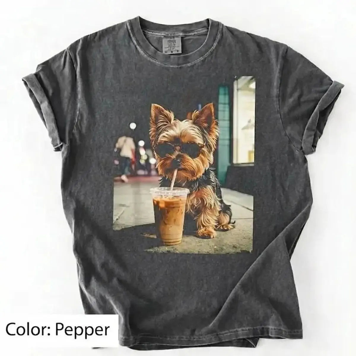 50 Dog Breeds Iced Coffee T-Shirt – Funny Dog Coffee Lover Graphic Tee, Unisex Casual Shirt