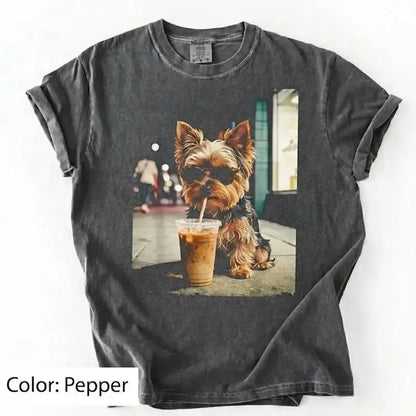 50 Dog Breeds Iced Coffee T-Shirt – Funny Dog Coffee Lover Graphic Tee, Unisex Casual Shirt