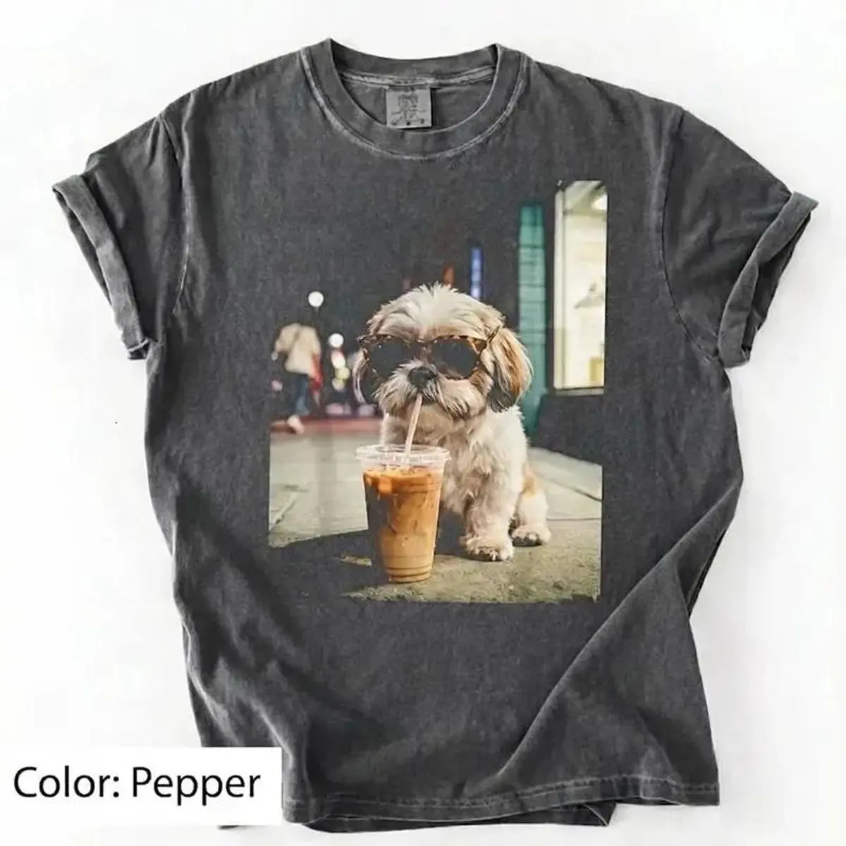 50 Dog Breeds Iced Coffee T-Shirt – Funny Dog Coffee Lover Graphic Tee, Unisex Casual Shirt