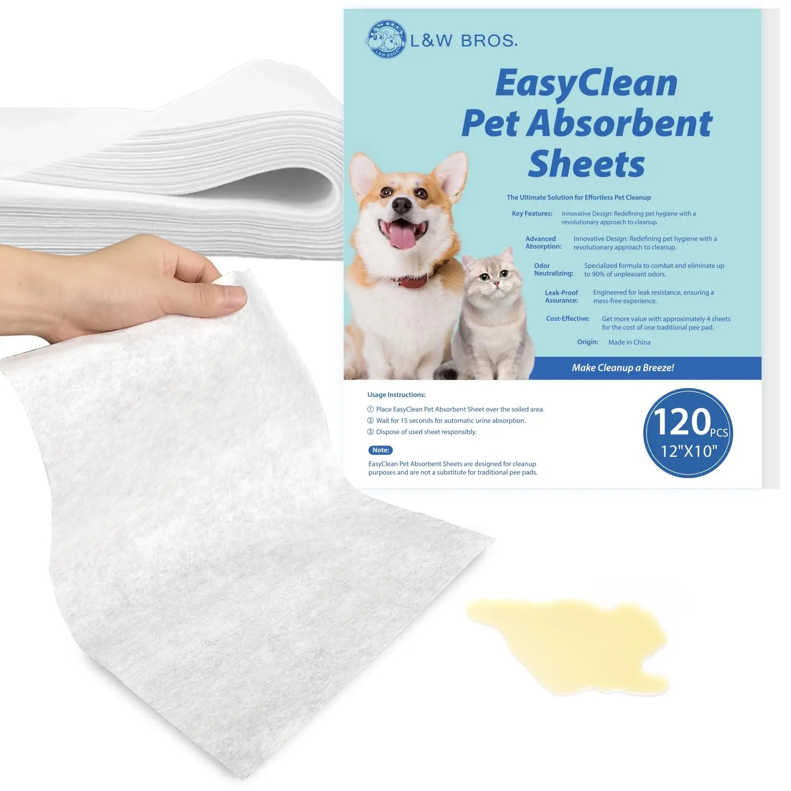 Quick Absorbent Pet Pee Pads – Disposable Dog Training Sheets for Urine, Stains & Odor Control