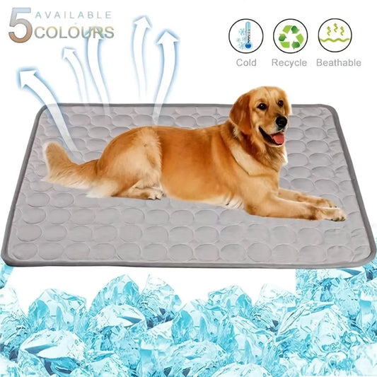 Ice Silk Cooling Dog Bed Mat – Non-Slip, Machine Washable Summer Pet Mat for Small to Large Dogs