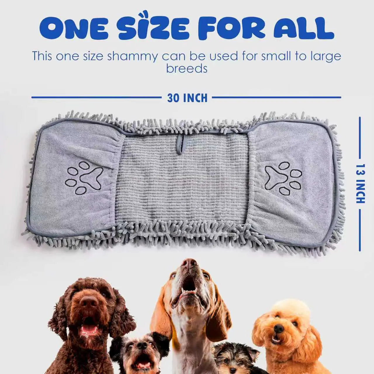 Super Absorbent Microfiber Dog Drying Towel – Quick-Dry Pet Towel with Hand Pockets for Medium & Large Dogs
