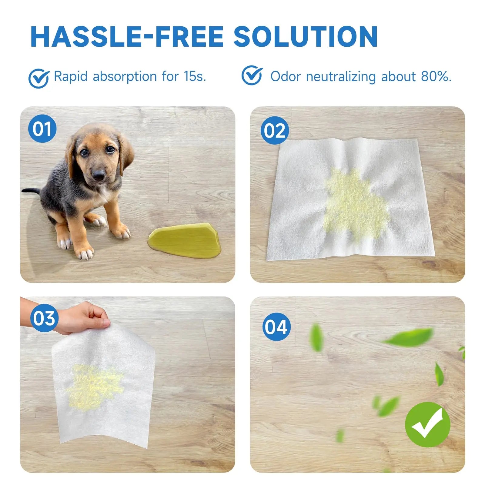 Quick Absorbent Pet Pee Pads – Disposable Dog Training Sheets for Urine, Stains & Odor Control