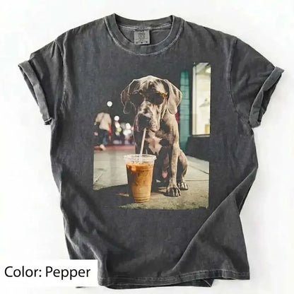 50 Dog Breeds Iced Coffee T-Shirt – Funny Dog Coffee Lover Graphic Tee, Unisex Casual Shirt